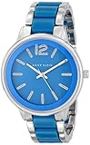 Anne Klein Women's AK/1609BLSV Silver-Tone and Blue Resin Link Bracelet Watch