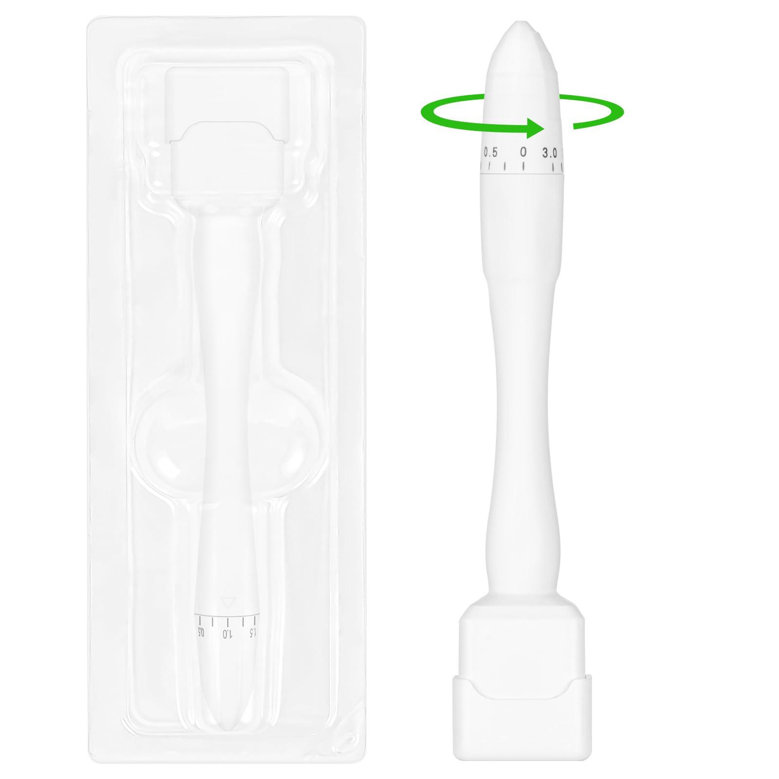 LOPHE Microneedle Derma Roller Stamp Pen 0-3MM Adjustable Needles for Women & Men, Professional Microneedling Stamp, Derma Manual Pen for Face Body Hair Beard Growth, Skin Care, Home Micro Needling