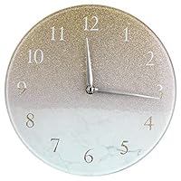 Jofave 10 Inches Modern Decorative Quartz Wall Clock,Hanging Clock Battery Operated for Home Livingroom and Office. (White Gold) ...