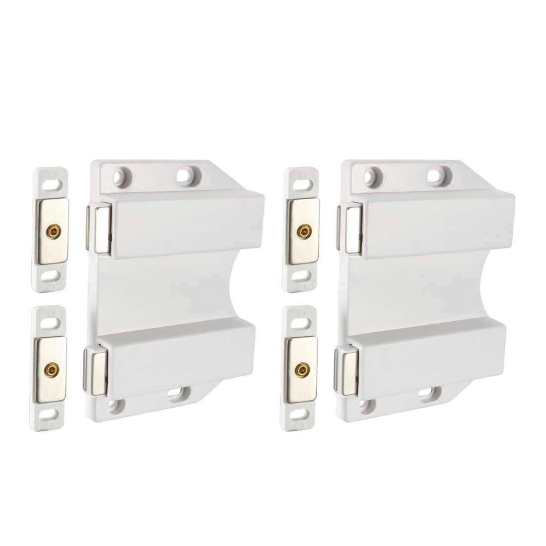 Sourcingmap Double Magnetic Touch Catch Latch Push to Open Long Stroke ABS White for Large Door 2Pcs