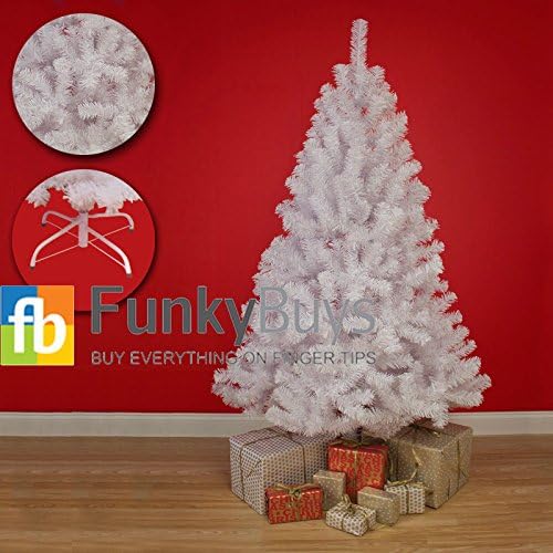 FunkyBuys® Deluxe Snow White Colorado Spruce Artificial Christmas Tree (180cm / 1.8m / 6ft) - Metal Stand