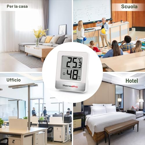 ThermoPro TP49-2 Small Digital Hygrometer Indoor Thermometer Atmosphere Thermometer Temperature Monitor and Humidometer for Comfort Home Office Reptile Thermometer, 2 Pieces