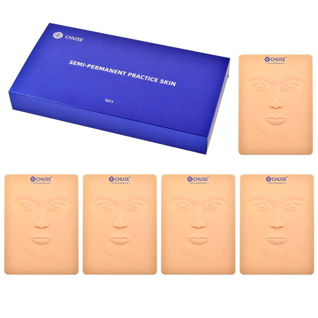 CHUSE Microblading Practice Skin 3D Face Cosmetic Permanent Makeup Tattoo Training Sheet 15.2 x 21 x 0.2cm (5 pieces of pack)