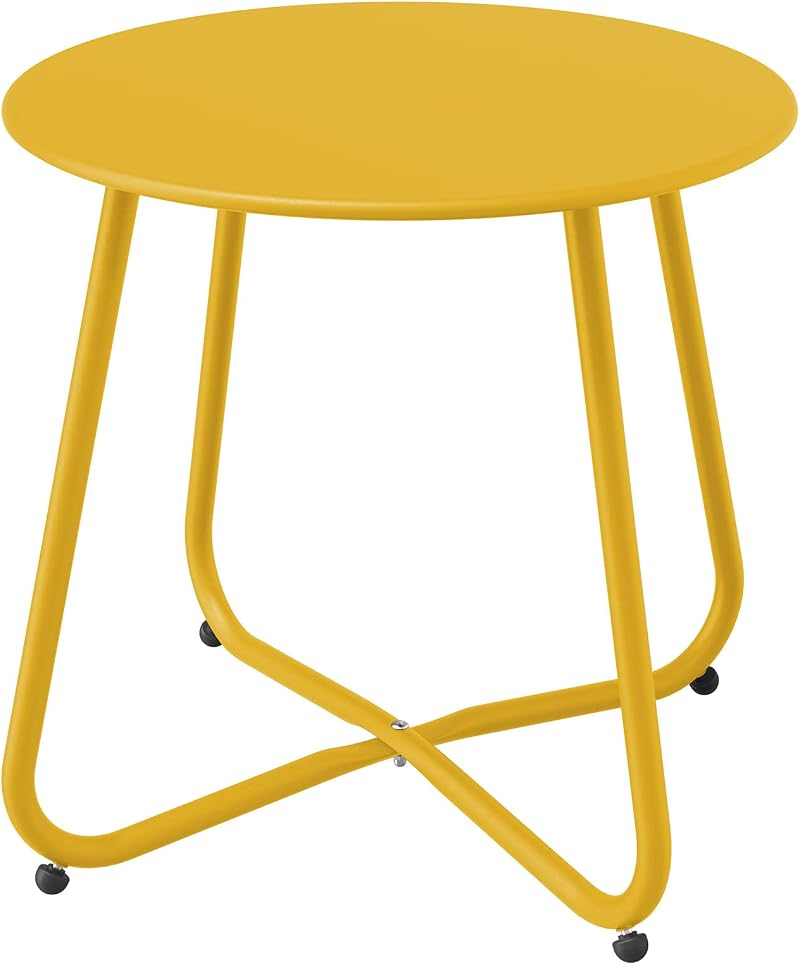 Grand Patio Yellow Outdoor Round Side Table - Lightweight & Adjustable