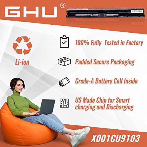 GHU Batería 40 Whr M5Y1K HD4J0 para laptop Dell Inspiron 3551/ 5555/ 5558/ 5758/ Vostro 345,1 2700 mAh, 40 WH Parte # HD4J0, M5YIK, WKRJ2, GXVJ3, 1KFH3