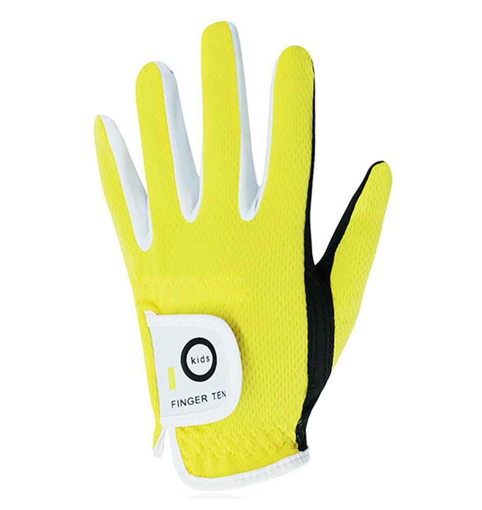 AMRTA Golf Gloves Kids Youth Junior Toddler Boys Girls 1 Pack Left Hand, Breathable Microfiber Synthetic Right Handed Golfer Glove for Age 4-13 Years Old (Yellow, L)