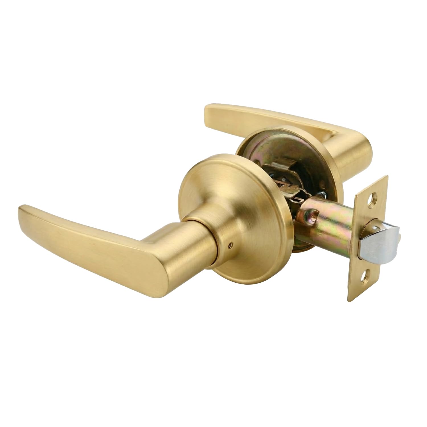 View 1 of 1 Pack of MANREN Lever Passage Door Lever Handle Lock, Universal Door Knob Hardware,Entrance Type,Gold Color (MR82PA-G)