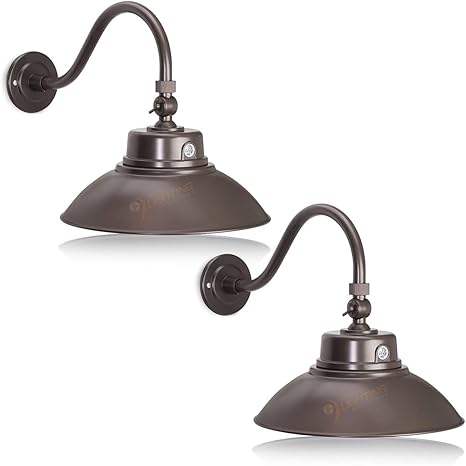 2 Pack 14in Bronze Gooseneck Barn Light Led Fixture For Indoor