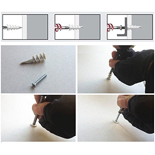 Drywall Anchors 120 Pcswith Screws Kit Plastic Self Drilling Drywall