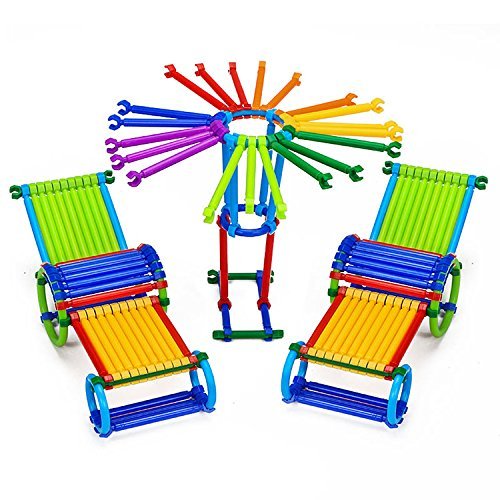 O-Toys Interlocking Toys for Kids Connecting Toys Construction Toy Kit Building Blocks Bars Educational Preschool Learning Stem Toys Shaped Puzzle Game Playset (420pcs) - Thumbnail 4