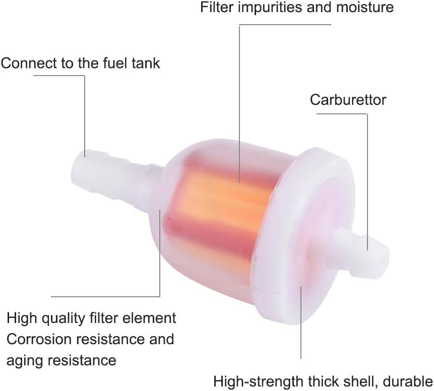 Gasoline Fuel Filter Kit, Universal Motorbike Inline Fuel Filter Motorcycle Gas Fuel Filter Kit 6mm Fuel Filter Oil Filter with Tubing Clips for 49cc-160cc Mini Moto Dirt Bike Atv Quad - Image 5