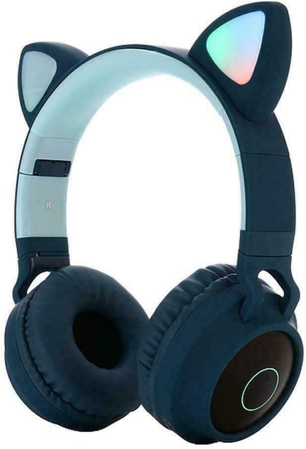 Over-ear Headphones With Cat Ear，Foldable Bluetooth headset，LED illuminated headphones, suitable for girls, boys, adults (green)
