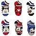 Mickey Mouse Little Boys 6 pack Socks (2-4 (Shoe: 4-7), Blue/Red/Black Mickey)