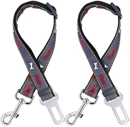 2 Pack Adjustable Dog Seat Belt Dog Harness Pet Car Vehicle Seatbelt Pet Safety Leash Leads for Dogs/Cats Nylon Fabric Material-Black by Jetovo