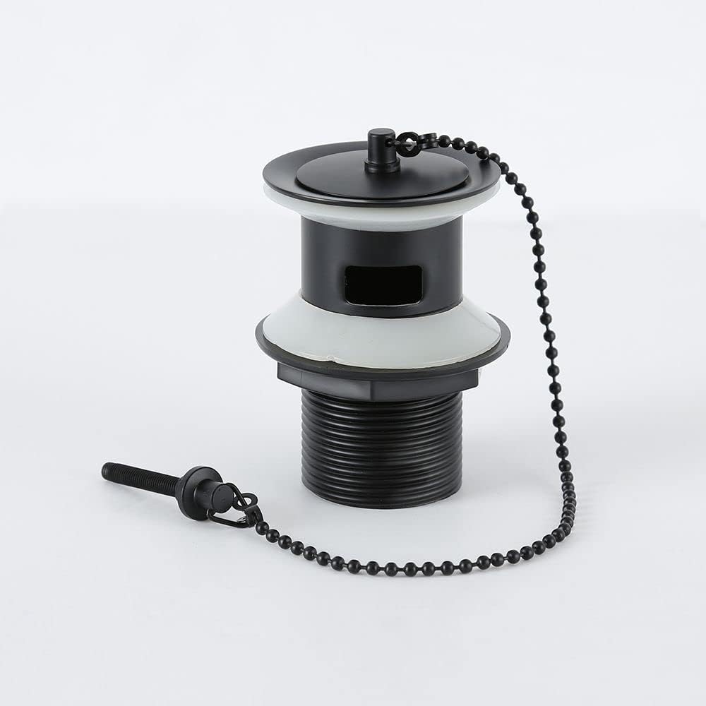 Milano Elizabeth Black Traditional Basin Waste Plug Ball Chain Stainless Steel
