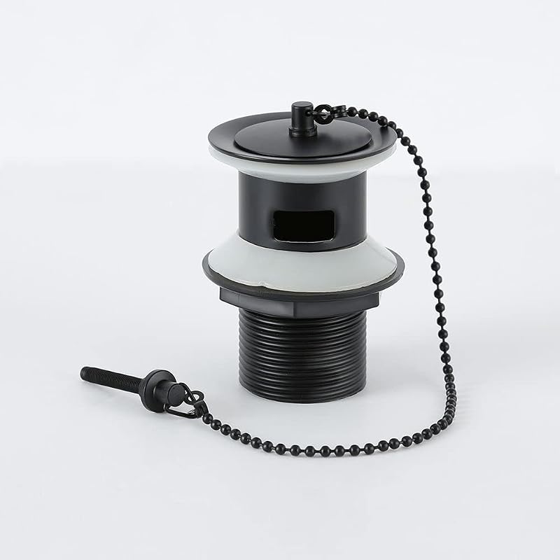 Milano Elizabeth Black Traditional Basin Waste Plug Ball Chain Stainless Steel