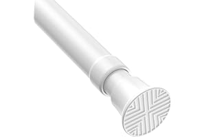 MEXAU White Tension Curtain Rods18 to 36 Inch,Small Curtain Rods No Drilling,Short Tension Rod,Adjustable Spring Rod for Windows,Door,Closet