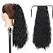 Vigorous Ponytail Extension Kinky Straight Long Tie Up Clip in Ponytail Synthetic Curly Ponytail Extension Women Girl Lady(1B#)