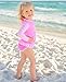 RuffleButts Baby/Toddler Girls Swimsuit Rash Guard 2-Piece Long Sleeve Set - Neon Pink Stripe Polka Dot UPF 50+ - 12-18m