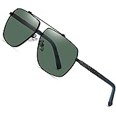 TICHSYGIA Retro Polarized Aviator Sunglasses for Men,Square Vintage Pilot Shades Sun Glasses for Driving Fishing Golf