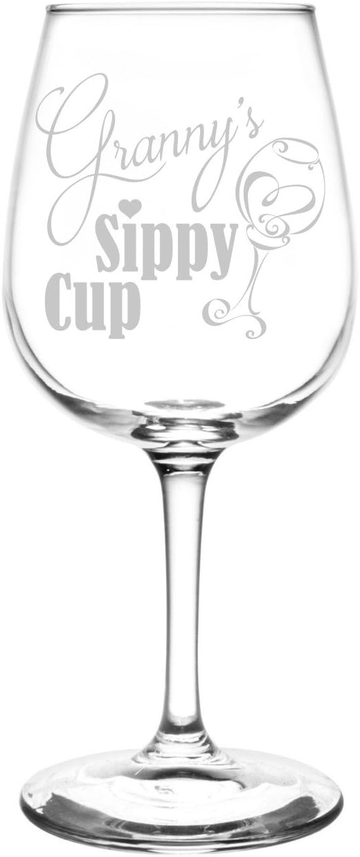 Personalized & Custom (Granny) Funny Sippy Cup Novelty Present & Gift Idea Inspired - Laser Engraved 12.75oz Libbey All-Purpose Wine Taster Glass