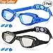 COOLOO Swim Goggles Men, 2 Pack Swimming Goggles for Women Kids Adult Anti-Fog, Dark Black & Blue