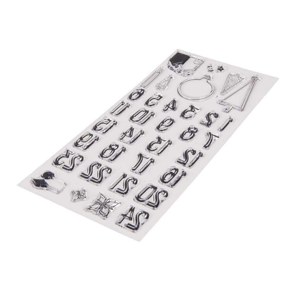 Rayher Clear Number Stamps from 1 to 24, Craft Stamps with Fir Tree, Christmas Baubl, and more Seasonal Designs, Set of 34 Clear Silicone Stamps for Cardmaking and Crafting, 97x205mm, 50222000