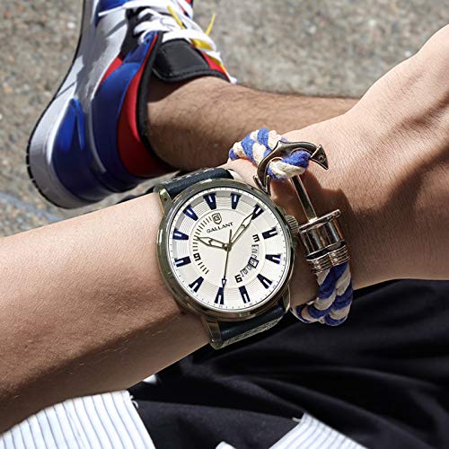 Mens Watch, Analog Quartz Watch for Men with Genuine Leather Strap Fashion Waterproof Watches Calendar Date Luminous Wristwatch - Luxury Casual Classic Dress Gift