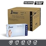 1st Choice 1EVL Clear Exam Vinyl Latex Free Disposable Gloves (Case of 1000), 3 Mil, Large