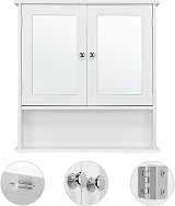 Yaheetech Modern Wall Mount Bathroom Mirror Cabinet White 56x13x58 cm view 5