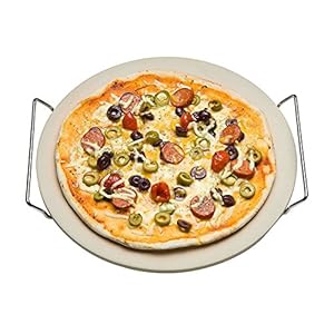 Spetebo Pizzasteen met frame 33 cm – pizza stenen plaat brood baksteen grillsteen