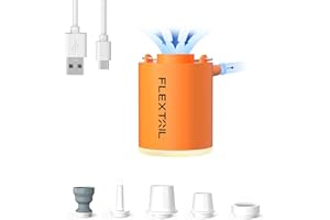FLEXTAILGEAR Camping Air Pump with Camping Light, Air Pump for Inflatables, Portable Air Mattress Pump with 180 L/min Airflow for Pool Float,Sleeping Pad,Swimming Ring, Vacuum Storage Bag
