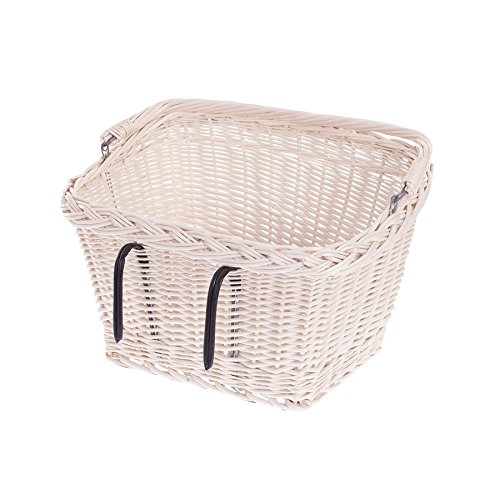 e-wicker24 Wicker Bicycle Basket, basket, beige, 46 x 34 x 28 cm