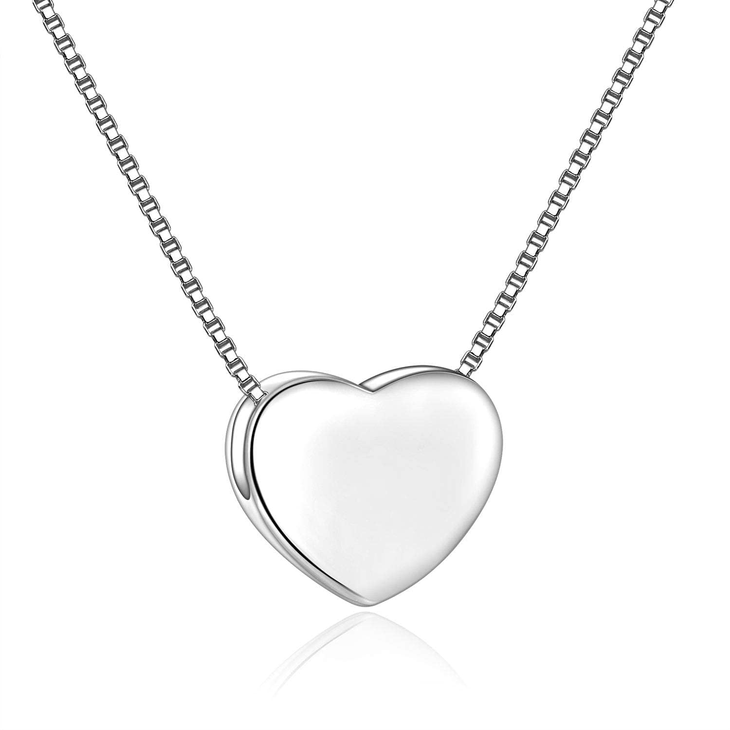 Candyfancy 1.0mm 18 inch 925 Sterling Silver 26 Small Letters Alphabet A-Z Initial Pendant Box Chain Necklace (Heart with Chain)