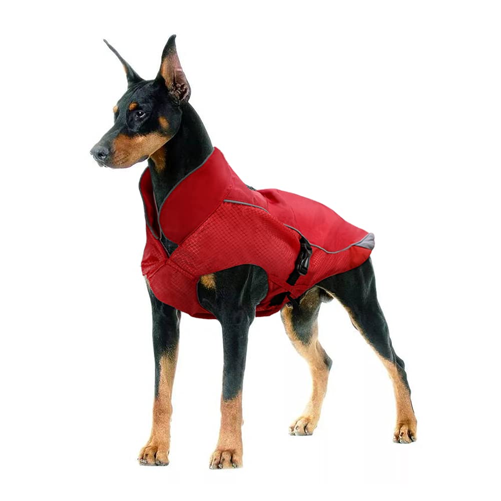 Waterproof Dog Coat Winter Warm Jacket, Dog Windproof Waterproof Coat with Fleece Lining Thicker Section, Adjustable Winter Warm Dog Jacket, Suitable for Dogs (Red, XS)