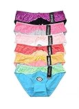 Mamia 6 PK Women`s Cotton and Polyester Lace Bikini Panties Underwear