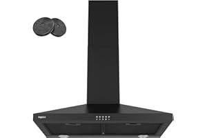 magicplux Wall Mount Range Hood 30 inch, 380 CFM Kitchen Hood With Ducted/Ductless Convertible, 3 Speed Exhaust Fan with LED light, Balck