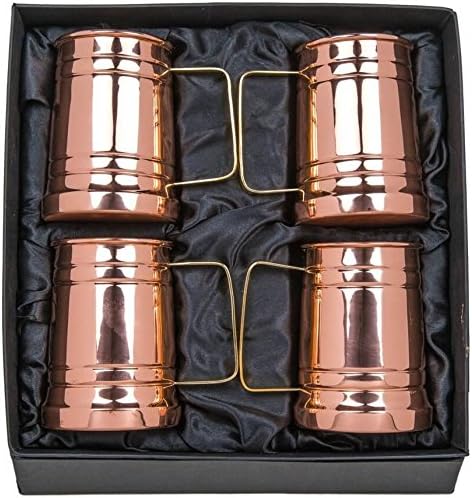 Old Moscow Copper Beer Mugs, 20oz Solid Copper Beer Steins, Gift Set Bundle of 4 - Perfect for Father, Husband, Boyfriend, Men