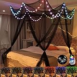 Bed Canopy with LED Star Lights, Canopy Bed Curtain