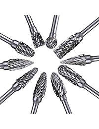 Ventercess - Juego de herramientas de tallado de carburo de tungsteno, cabezal de molienda de brocas de acero sólido para herramientas rotativas Dremel para taladros de carpintería (10 piezas)