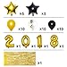 Graduation Party Supplies, Graduation Balloons with 10ft Metallic Gold Foil Fringe Curtain Bundle, Large Size, Gold, Black, White, Latex Balloons, Star Balloons, Confetti Balloons, Best for Graduation