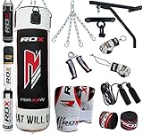 RDX Punching Bag Filled Wall Bracket Boxing Training MMA Heavy Punch Gloves Chain Ceiling Hook Muay Thai Kickboxing 14PC Martial Arts 4FT 5FT Set