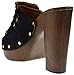 Nature Breeze Maroon 03 High Heel Fringe Studded Open Toe Clogs Black