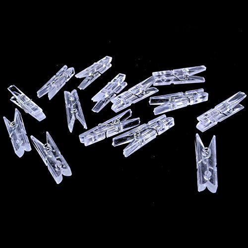 50Pcs Utility Paper Clip Clamps,Plastic Clear Color Spring Hanging Photo Clips - Thumbnail 3