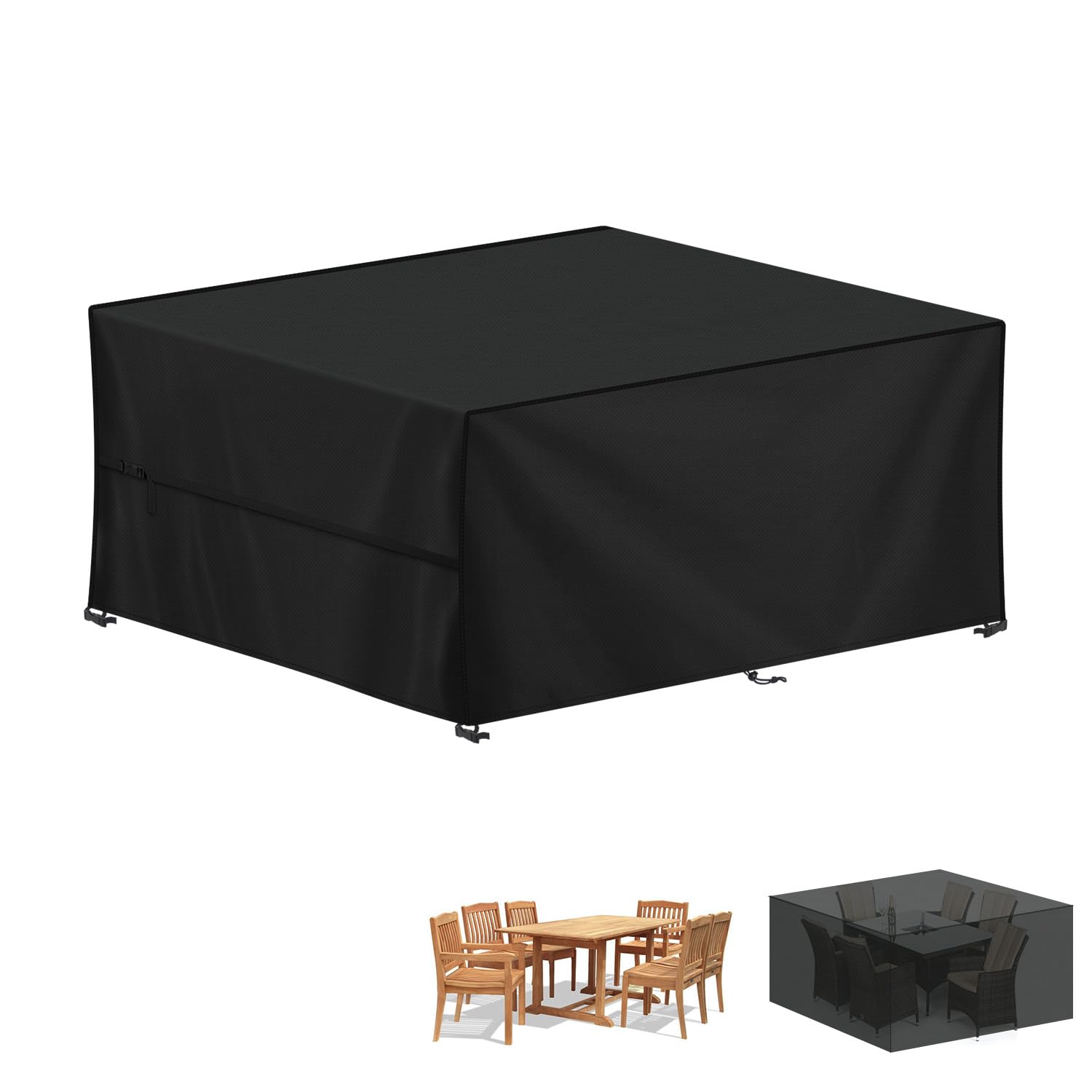 LAMUNI Large Garden Furniture Covers, 200x160x74cm Outdoor Garden Furniture Set Cover, 420D Oxford Patio Table Cover Waterproof Patio Furniture Covers for Outside Chair and Table Rattan Sofa