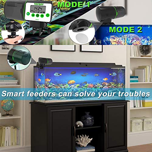 TOPBRY Automatic Fish Feeder, Digital Auto Fish Turtle Feeder for Aquarium and Fish Tank, Timer Fish Feeder Fish Food Dispenser (White)