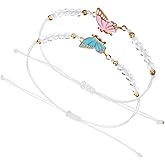 Butterfly Matching Bracelets BFF Friendship Bracelets 2PCS Adjustable Braided Rope Handmade Charm Jewelry Best Friends Couples Women Men Gift for Anniversary Birthday Everyday Wear Symbolic Jewelry