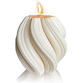 Spiral Swirl Candle Beautiful Handmade Pillar Scented Soy Wax Twirl Elegant Bubble Aesthetic Candle Housewarming Gift Home Room Shelf Decor Idea Spiral Candl (White Medium)