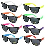 Edge I-Wear 8 Pack 80's High Quality Neon Horned Rim Sunglasses with 100% UVA/UVB Protection 5402R-SET-8 (Made in Taiwan)