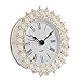 NIKKY HOME Small Table Clock with Faux Pearls Battery Operated for Living Room Decor Desk Shelf 3'', White